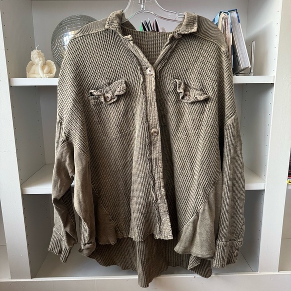 FREE PEOPLE FP One Green Scout Dip Dye Jacket Sea Serpent Combo - Picture 5 of 8